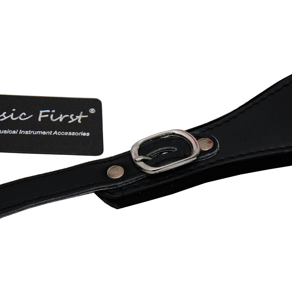 MUSIC FIRST Black Genuine Leather Super Wide Thick Comfortable 96 120 BASS Accordion Shoulder Strap