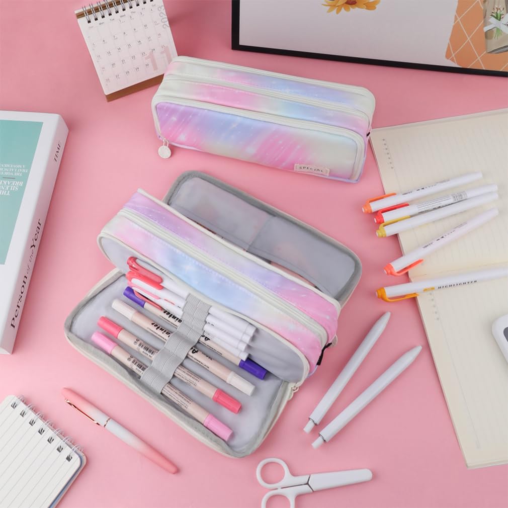 iSuperb Large Pencil Case 3 Compartments Pencil Pouch Big Capacity Pencil Bag Oxford Stationery