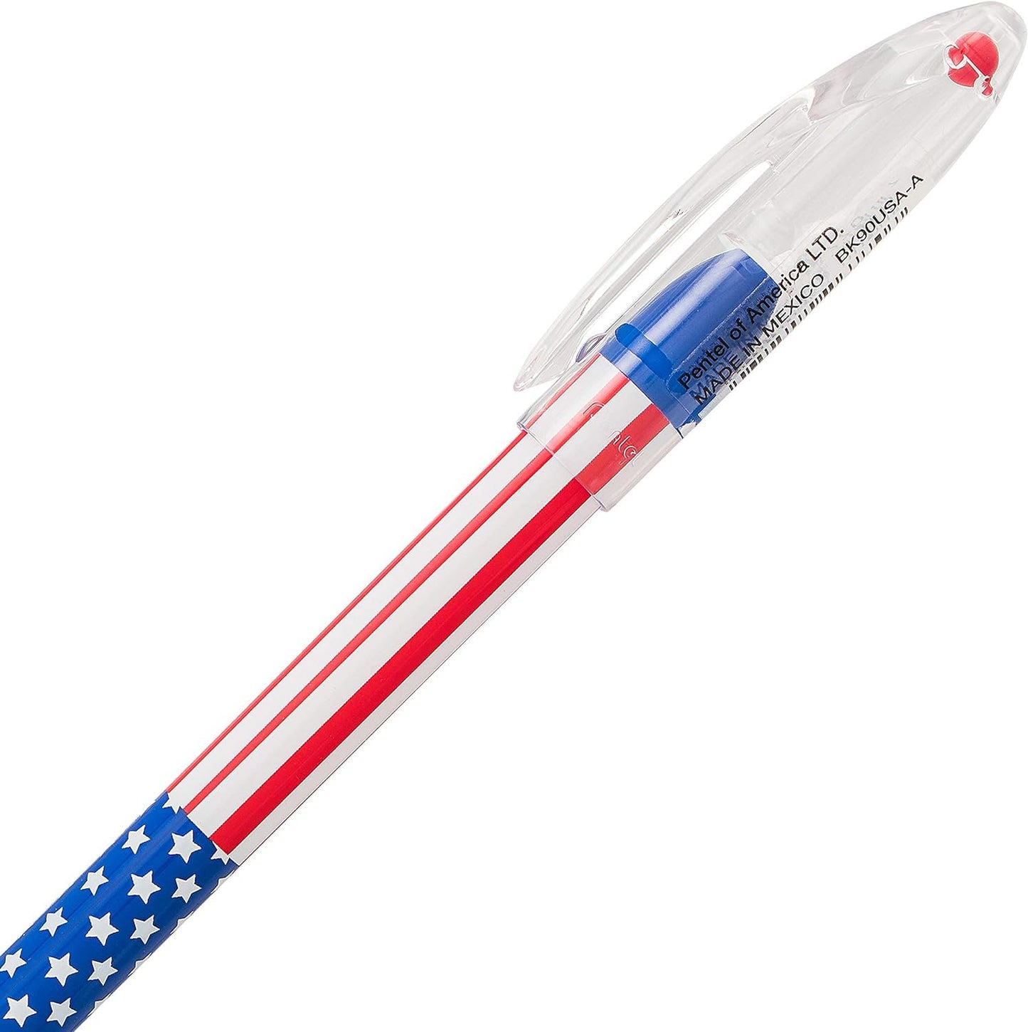 Pentel RSVP Ballpoint Pen, (0.7mm) Fine Line, Flag Barrel, Black Ink,(12 count)- Pack of 2