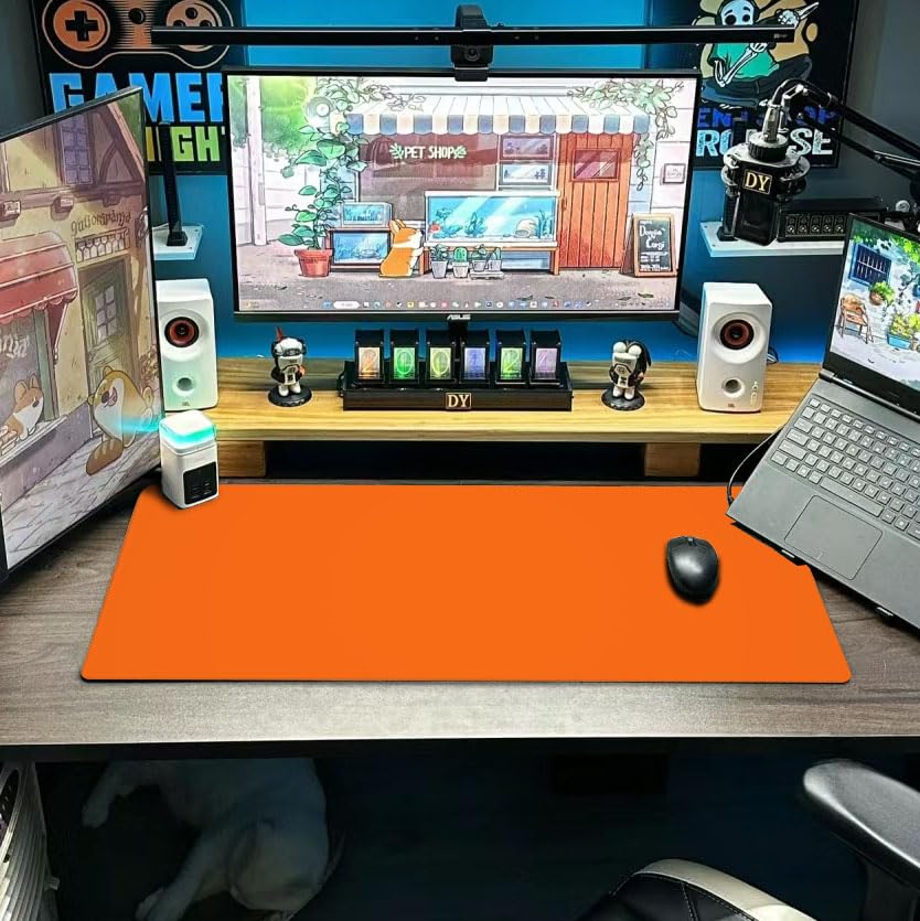 Orange Mouse Pad Extended Large Gaming Mousepad XL Big Long Oversized Desk Mat Stitched Edges 31.5
