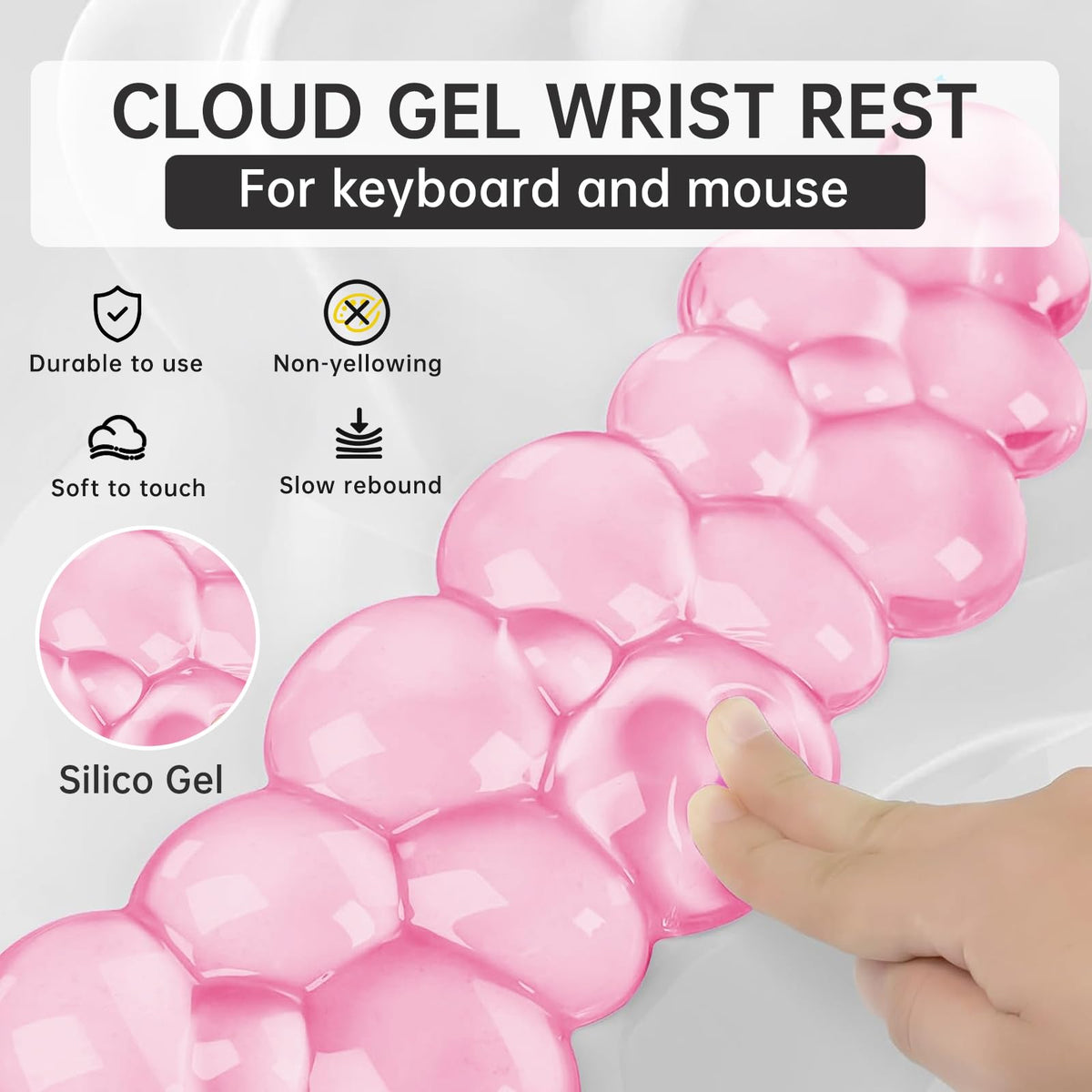 Aszqvd Mouse Pad with Wrist Rest, Soft Cloud Gel Keyboard Mouse Pad Set with Hand Wrist Support