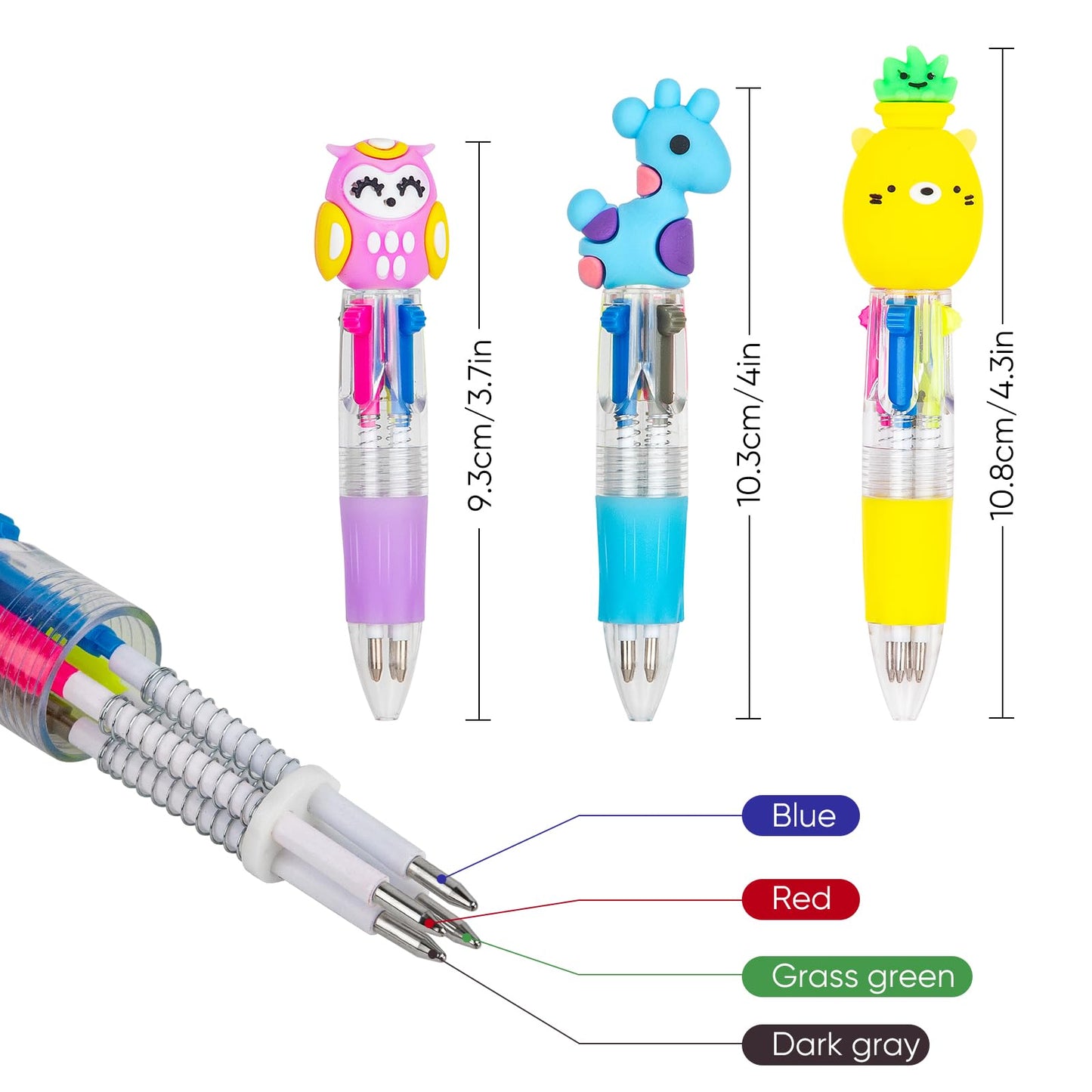 60-Pack Mini 4-in-1 Multicolor Ballpoint Pens for Kids, Bulk Party Favors