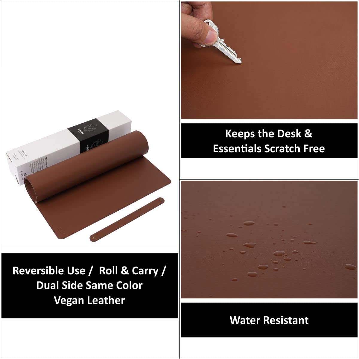 Premium Vegan Leather Desk Mat by V-CUBE Designs