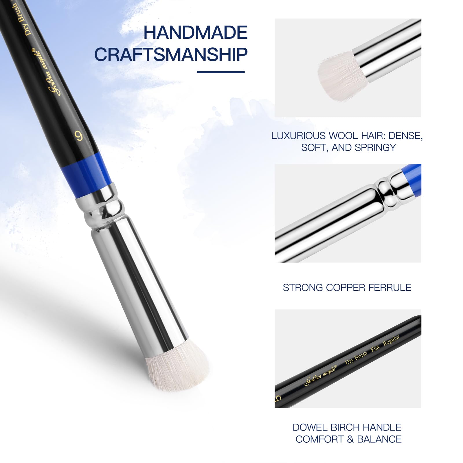 Golden Maple Dry Brushes for Miniature Painting - 6PC Drybrush Set Miniature Dry Brush for Model
