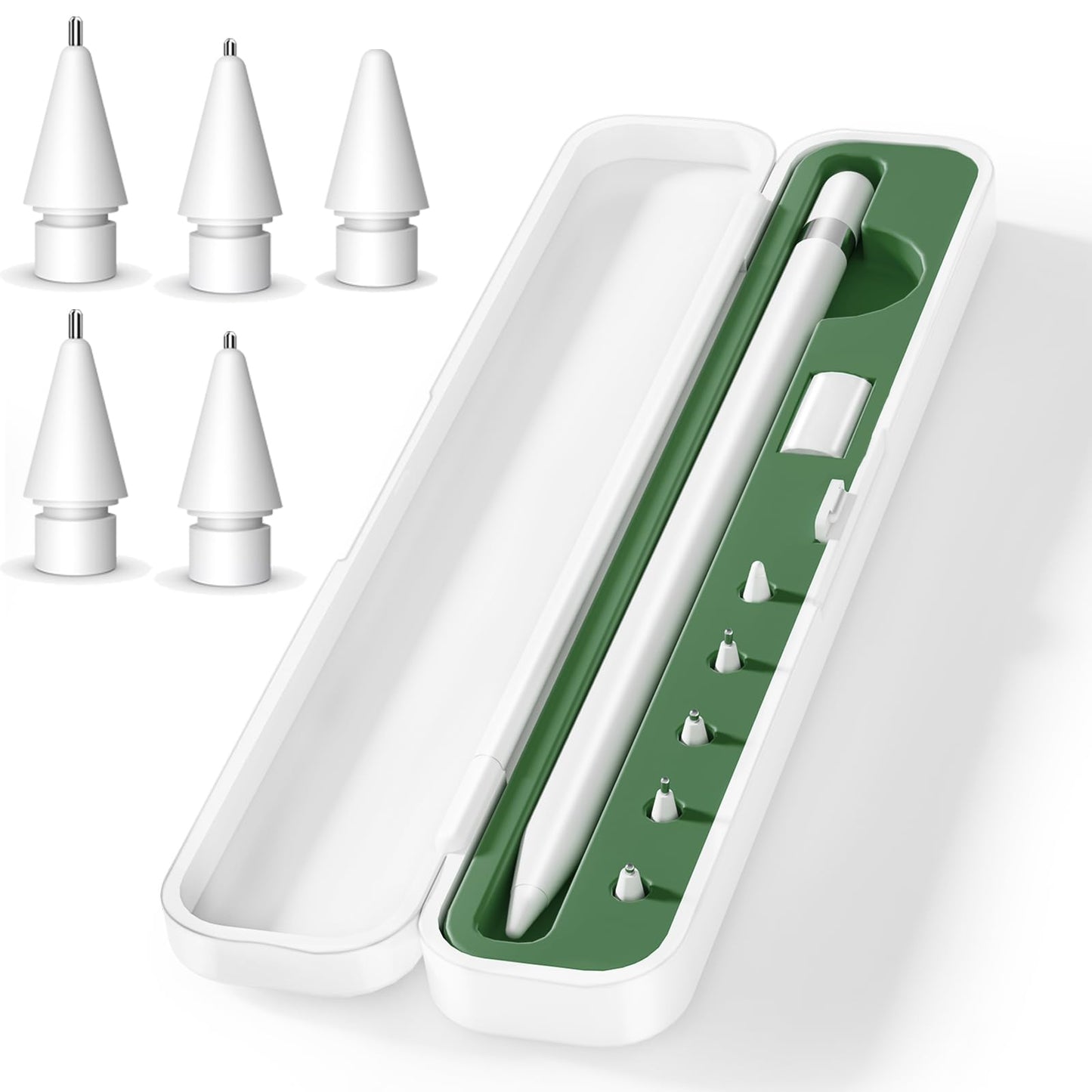 Inesore for Apple Pencil Case with 5 Pcs Replacement Tips (Green)
