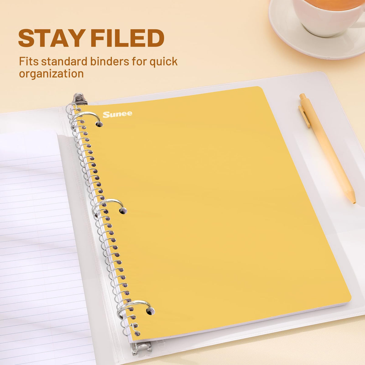 SUNEE Spiral Notebooks, 3 Pack, 1-Subject, College Ruled Paper, 8" x 10-1/2", 70 Sheets per