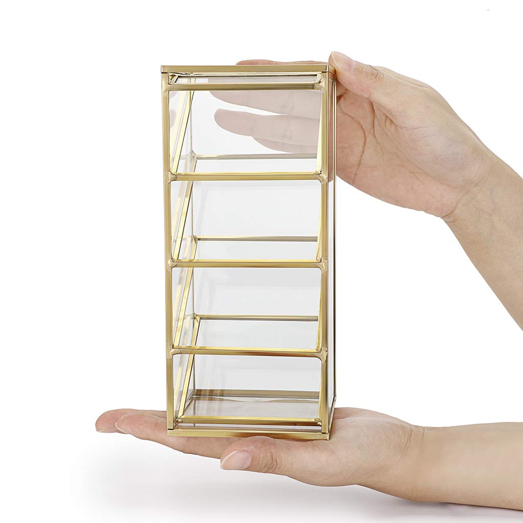 Hipiwe Gold Makeup Brush Holder - 4 Slots Glass Pen Pencil Organizer