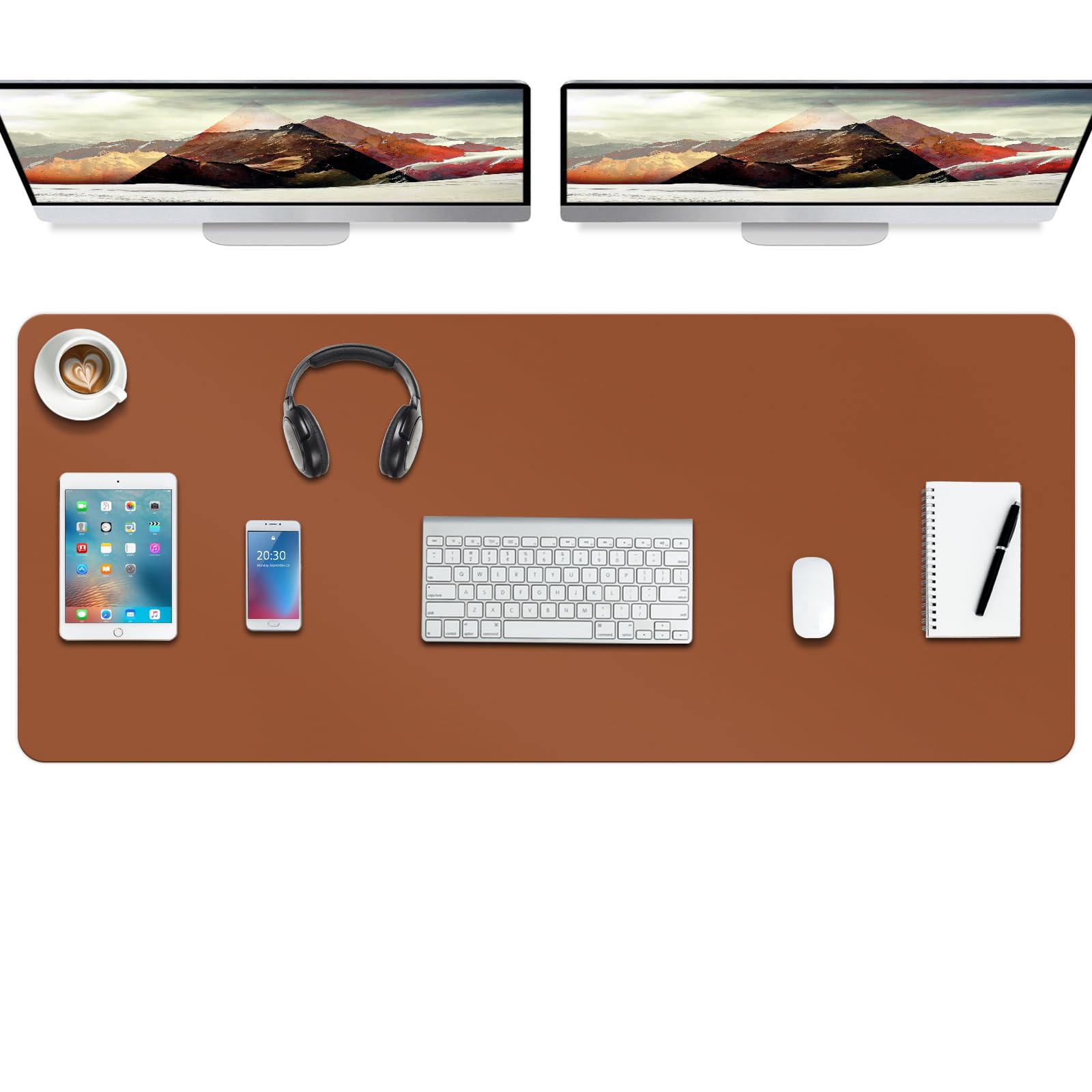 Boutilon Leather Desk Pad Protector,Non-Slip Mouse Pad,Laptop Desk Pad,Office Mouse Mat,Waterproof