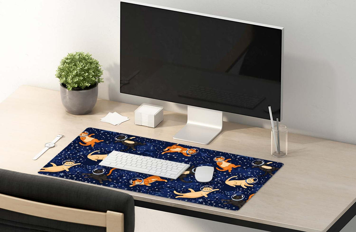 SSOIU Cute Cats & Constellations Desk Mat - Extra Large, XXL Gaming Mouse Pad, 35.5" x 15.7"