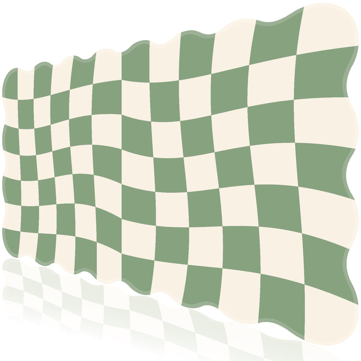 L-SPOUTTO Green Mouse Pad,Geometric Desk Mat XXL Large Scalloped Gaming Mousepad,35.4x15.7in