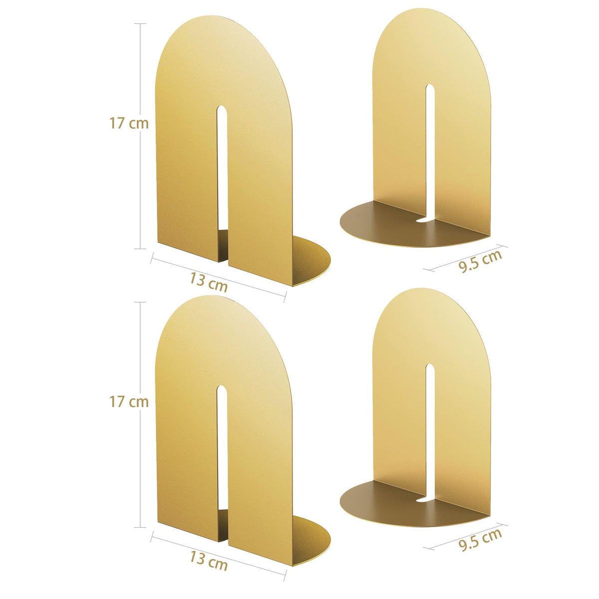 Ondeam Runway Gold Bookends for Books,2 Pair Metal Book Holders for Office Shelves Adults & Kids