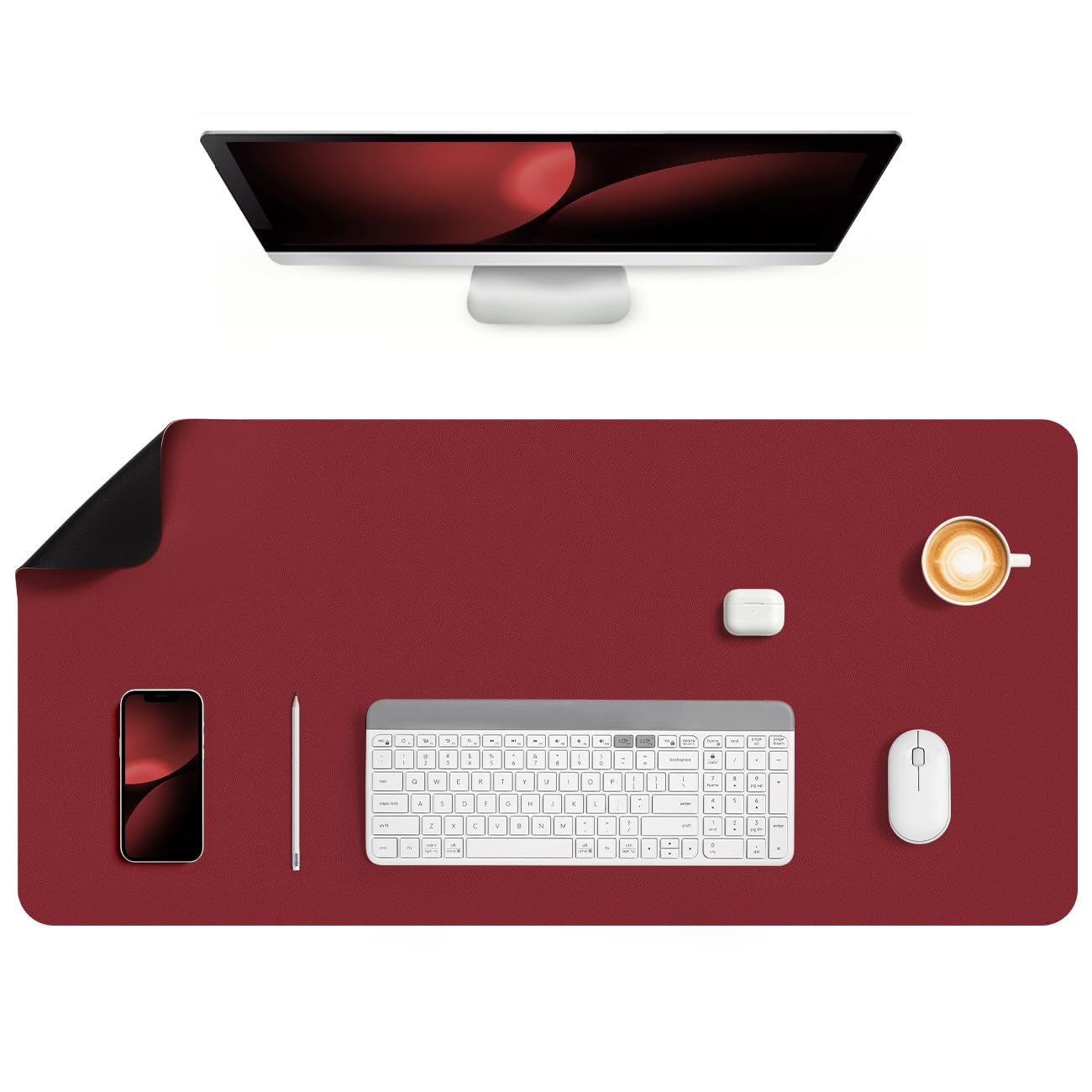 Jumdast Dual Sided Desk Pad Faux Leather Desk Mat Large Mouse Pad