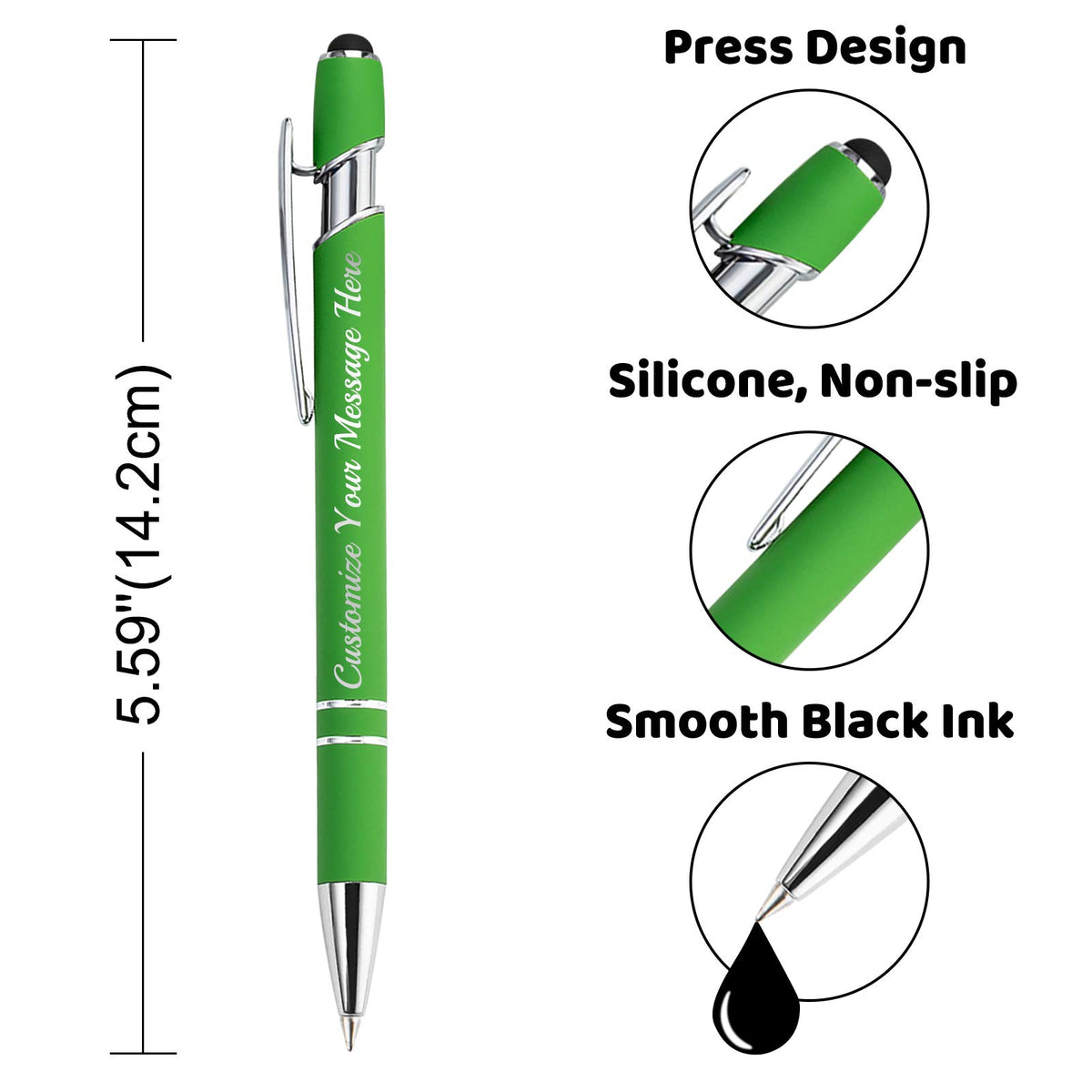 GIFTSDIY Personalized Pens with Stylus,Custom Engraving Ballpoint Pens,Imprinted with Your Logo or
