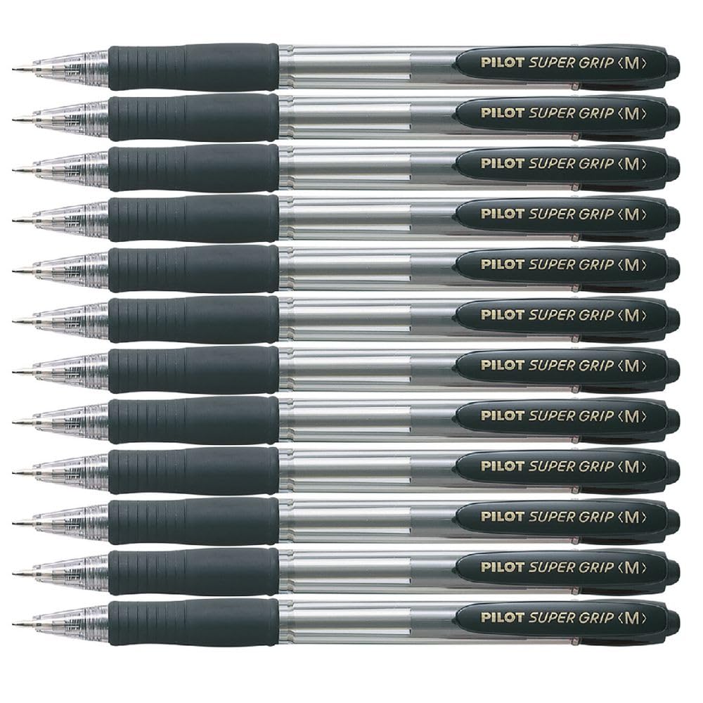 Pilot Supergrip Retractable Ballpoint 1.0 mm Tip (Box of 12) - Black
