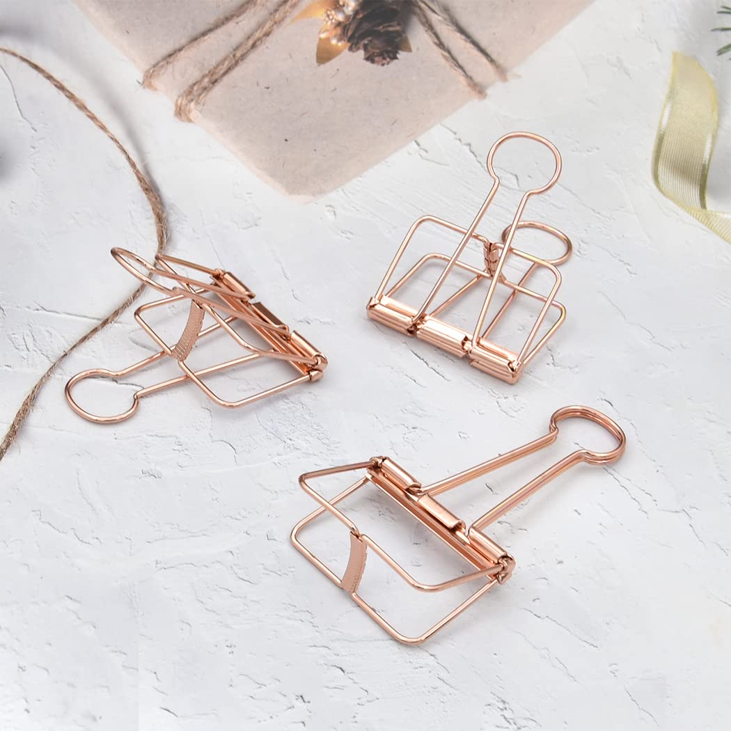 Extra Large Binder Clips 2 Inch, Big Paper Clamps Rose Gold for Office School Supplies (15Pcs)