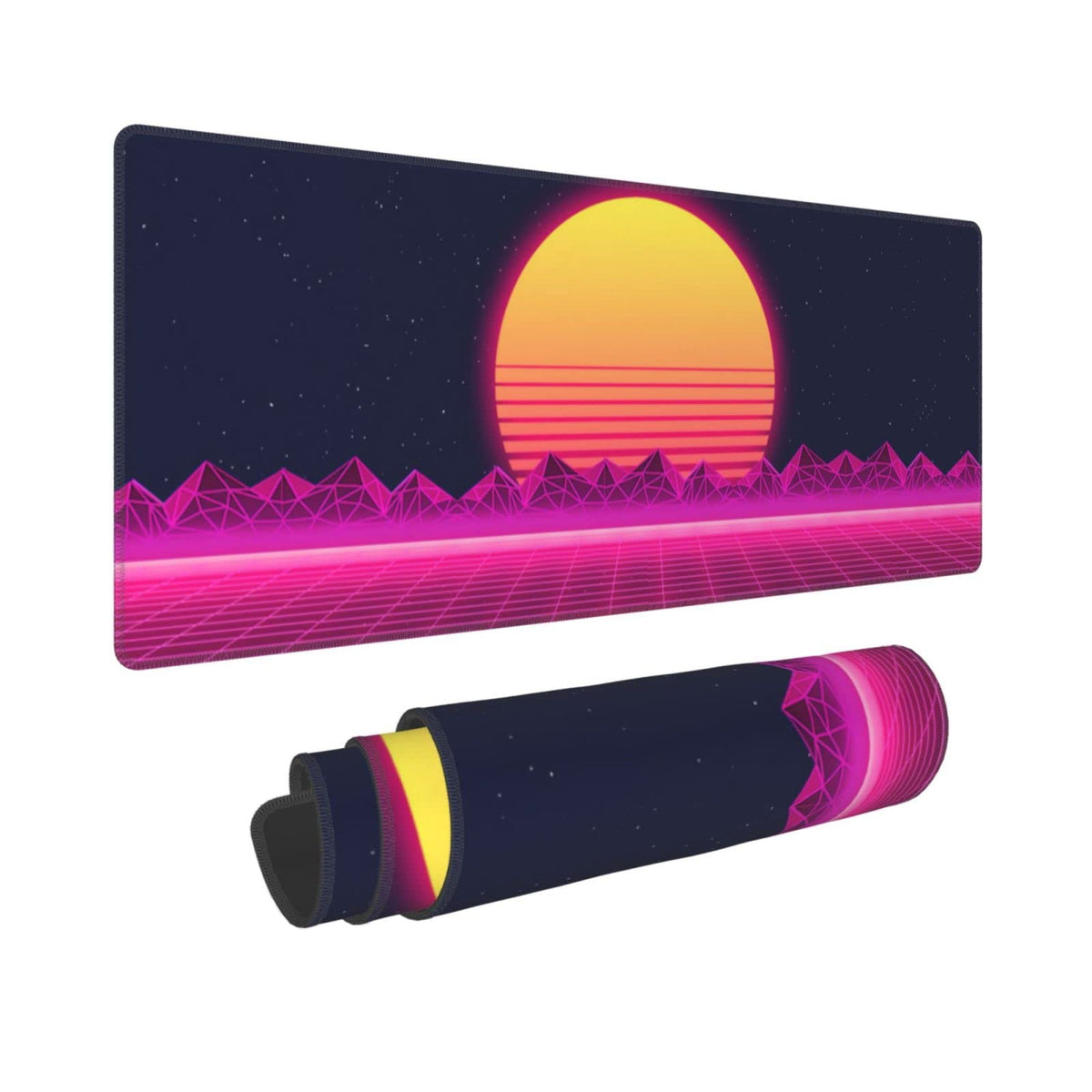 Retro Purple Cool Vaporwave Gaming Mouse Pad Large XL Desk Mat Long Extended Pads Big Mousepad for