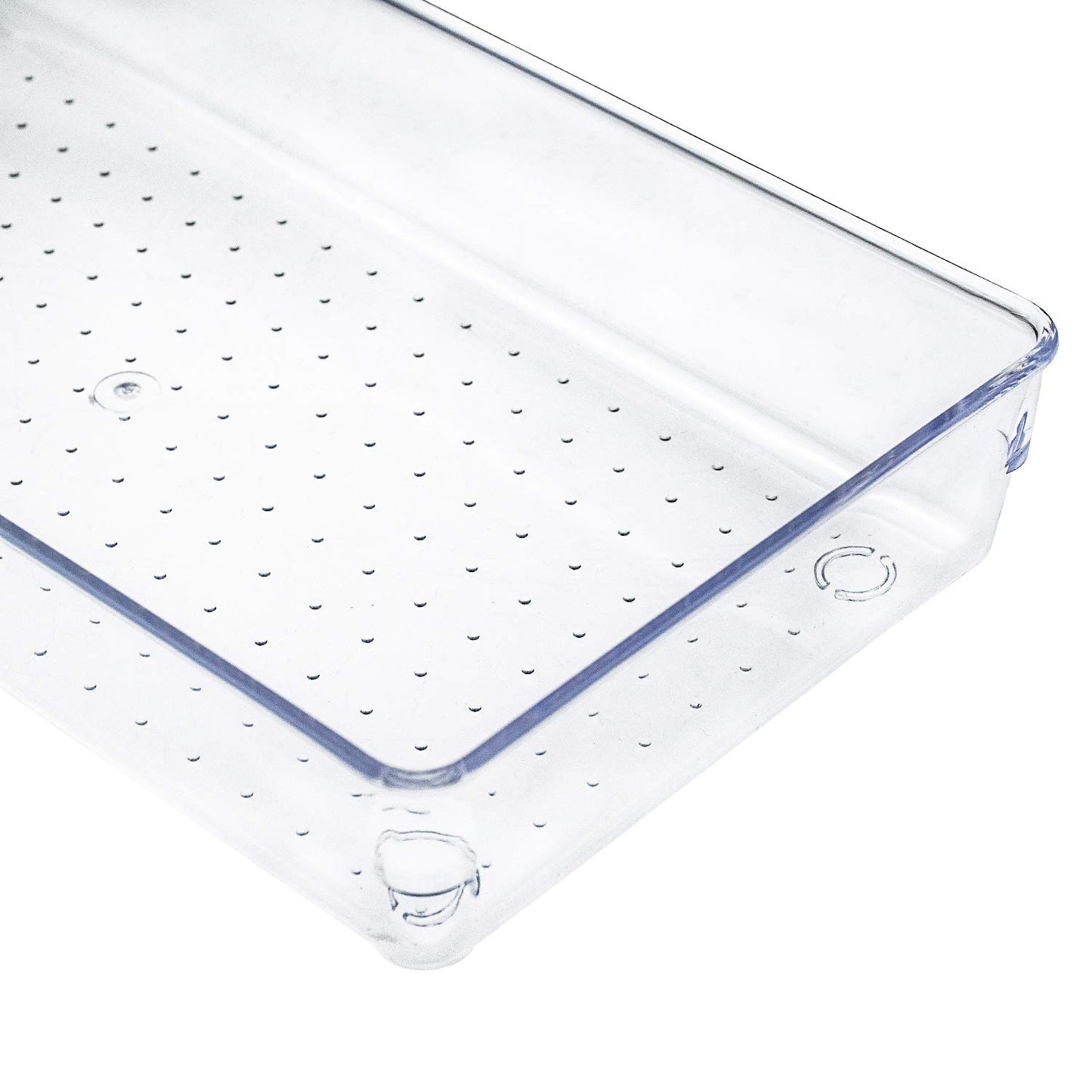 Kingrol 4-Pack Clear Drawer Organizer Bins, 15 x 6 x 2 Inch Desk & Kitchen Drawer Dividers for