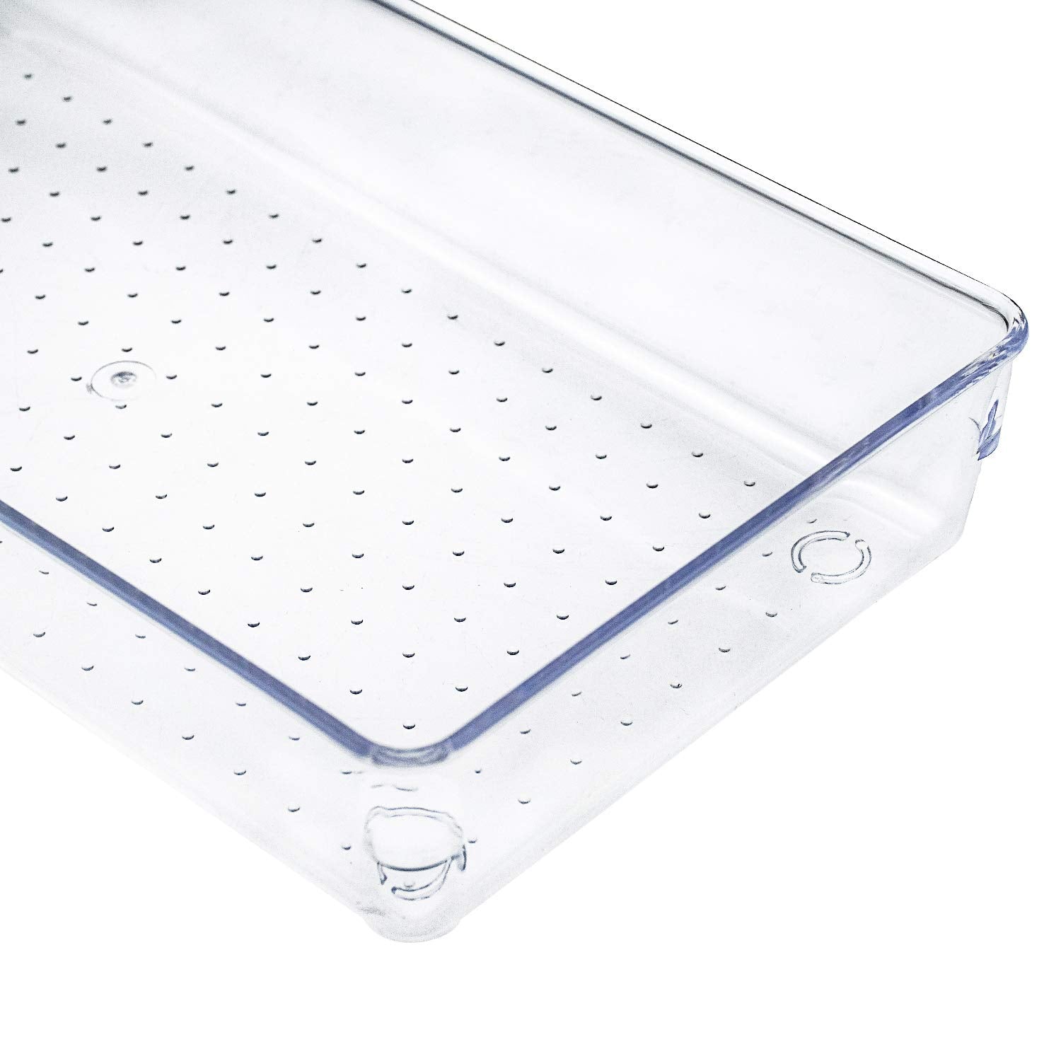 Kingrol 4-Pack Clear Drawer Organizer Bins, 15 x 6 x 2 Inch Desk & Kitchen Drawer Dividers for