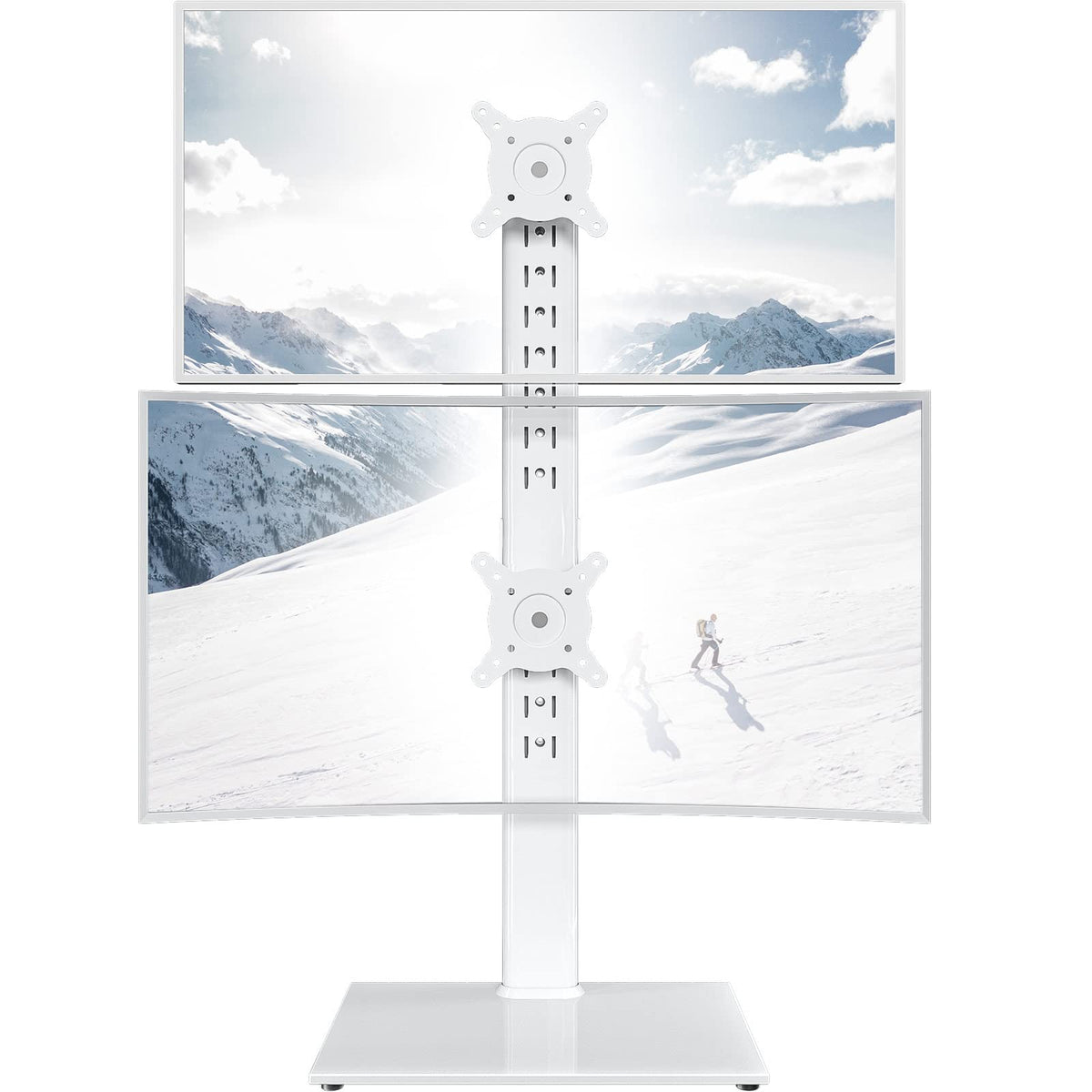 Hemudu Dual Monitor Stand - Vertical Stack Screen Free-Standing Monitor Riser Fits Two 13 to 34