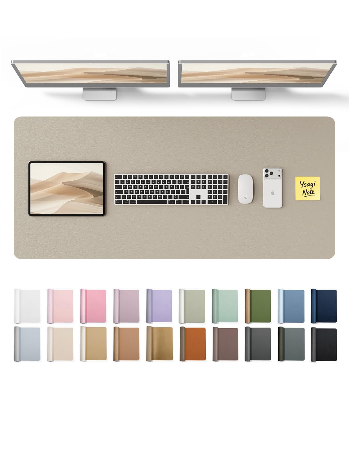 YSAGi Leather Desk Protector, Office Mat, Large Mouse Mat, Non-Slip PU Leather Blotter, Laptop Pad