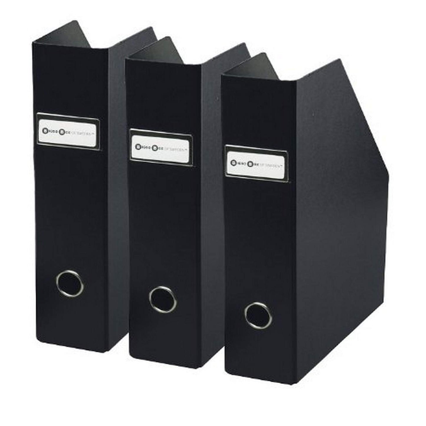 Bigso Fiona 3 Piece Fiberboard Upright Magazine Storage Boxes | Durable Magazine Holder for Papers