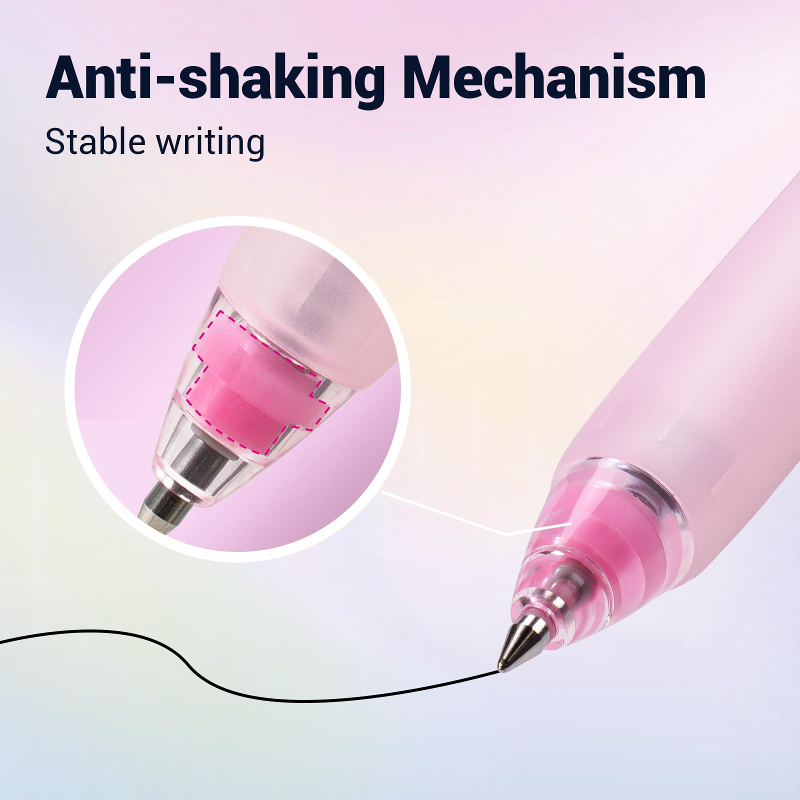 WRITECH Retractable Gel Ink Pens: 0.5mm Black-Ink Switch Between Silent and Clicky Soft Grip Fine