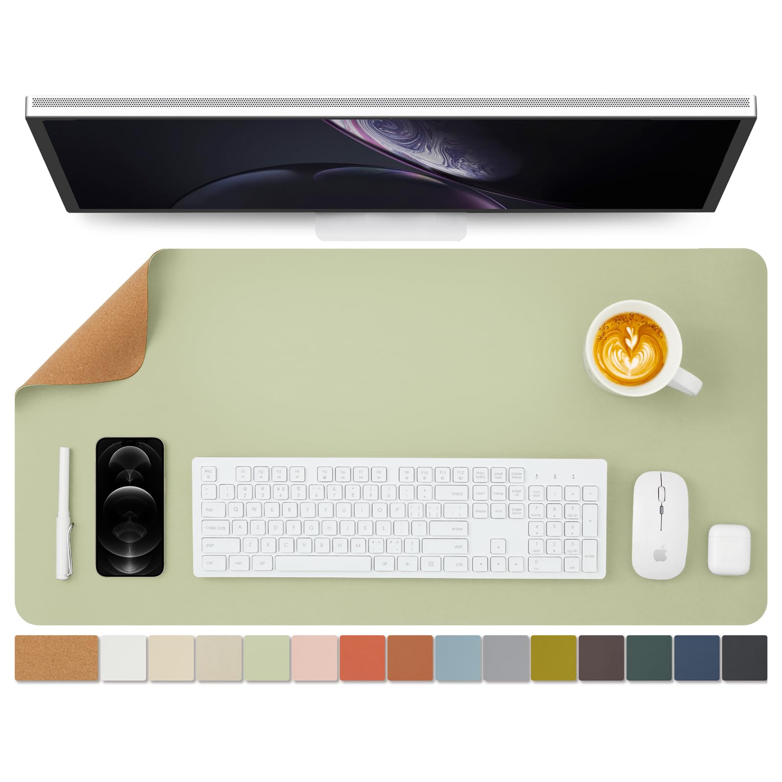 Cork Desk Mat - Dual-Sided Desk Pad for Office and Home - Desk Organization and Accessories - Ideal