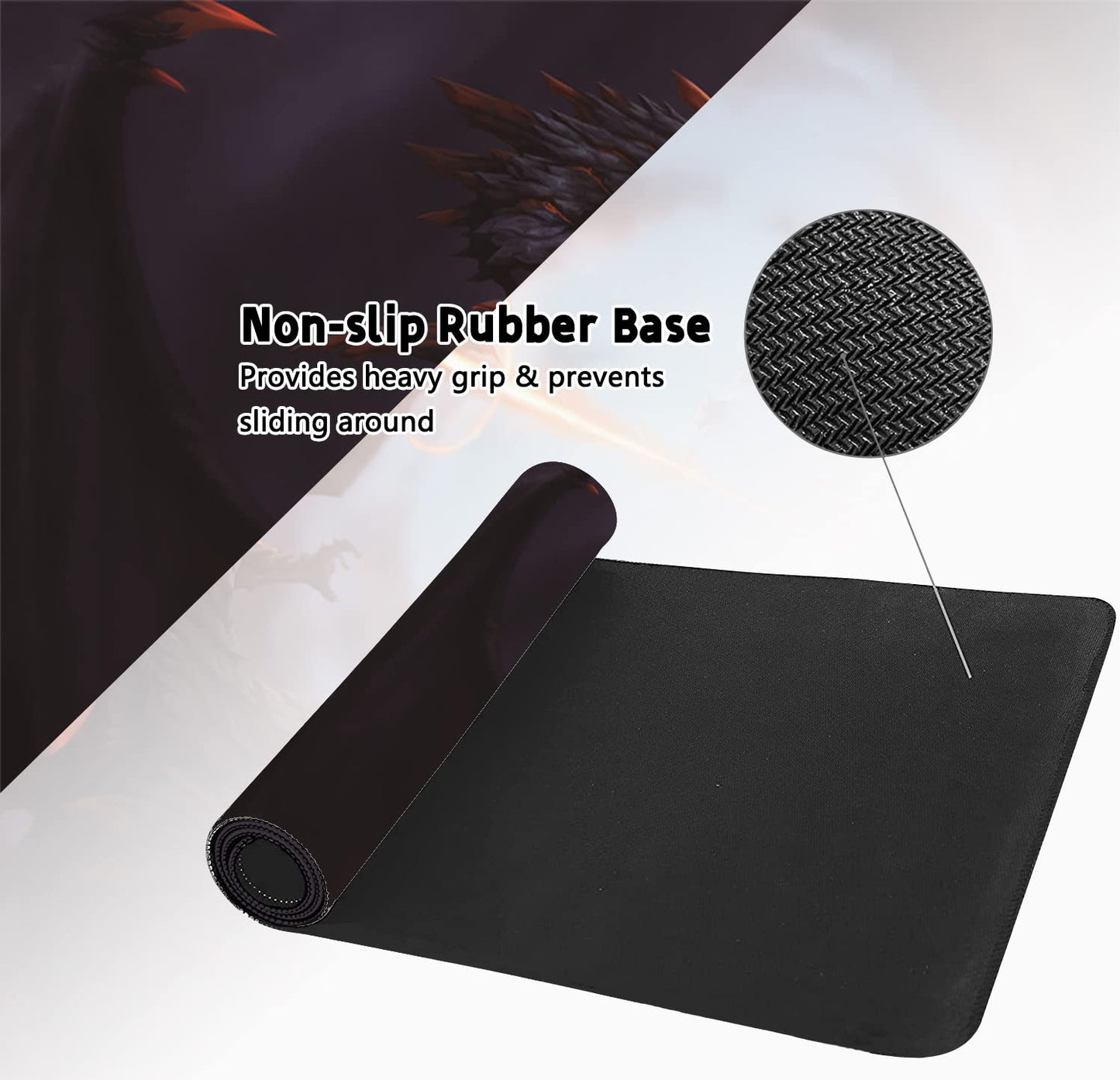 Extended Large Gaming Mouse Pad Cool Dragon Flame XXL Size Keyboard Mouse Mat Desk Pad with Non