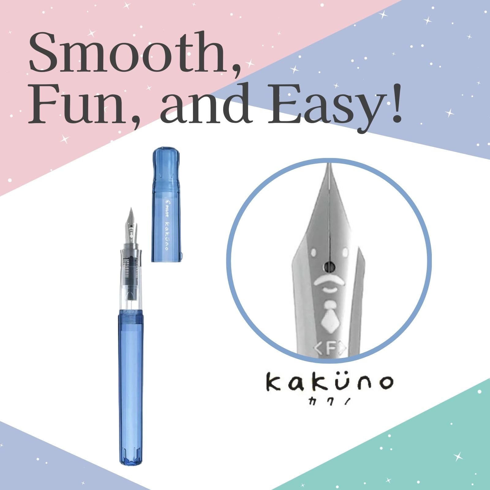 Someie Fountain Pen Set CON-40 Converter & Kakuno Fine Nib with Black Ink Cartridge & Sticky Notes