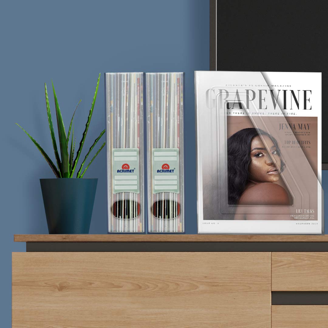 Acrimet Magazine File Holder, Vertical Desk Organizer, Clear, 2 Pack