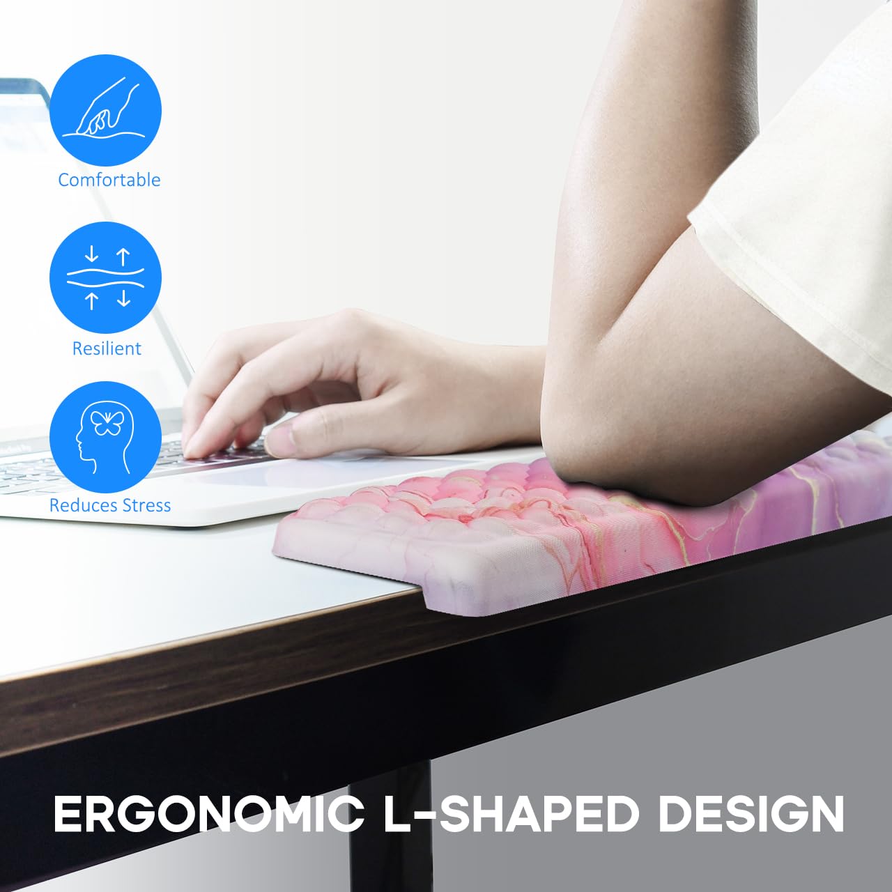 JIKIOU L-Shaped Desk Elbow Pad for Desk,Memory Foam Elbow Support Pad 2Pack