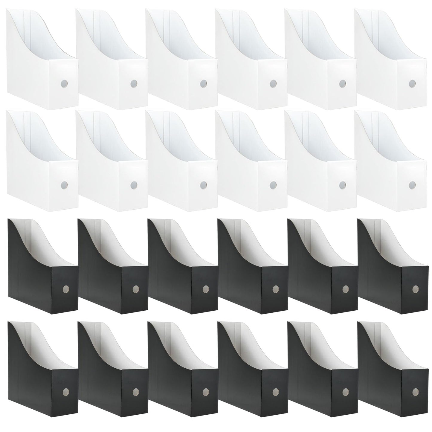 Limitliho 24 Pack White&Black Cardboard Magazine Holder for Desk or Shelves