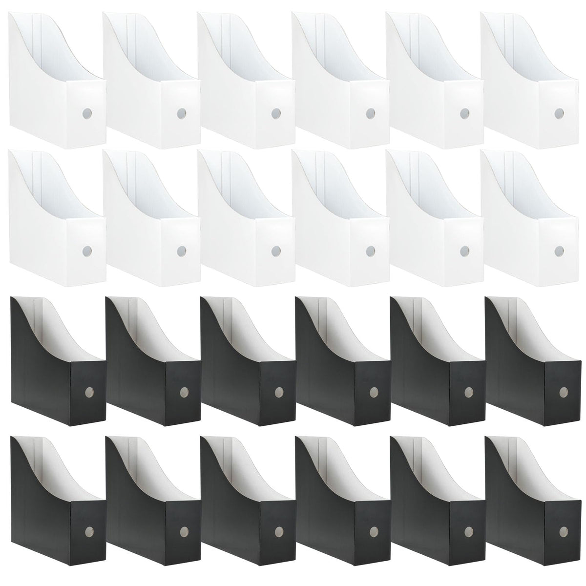Limitliho 24 Pack White&Black Cardboard Magazine Holder for Desk or Shelves