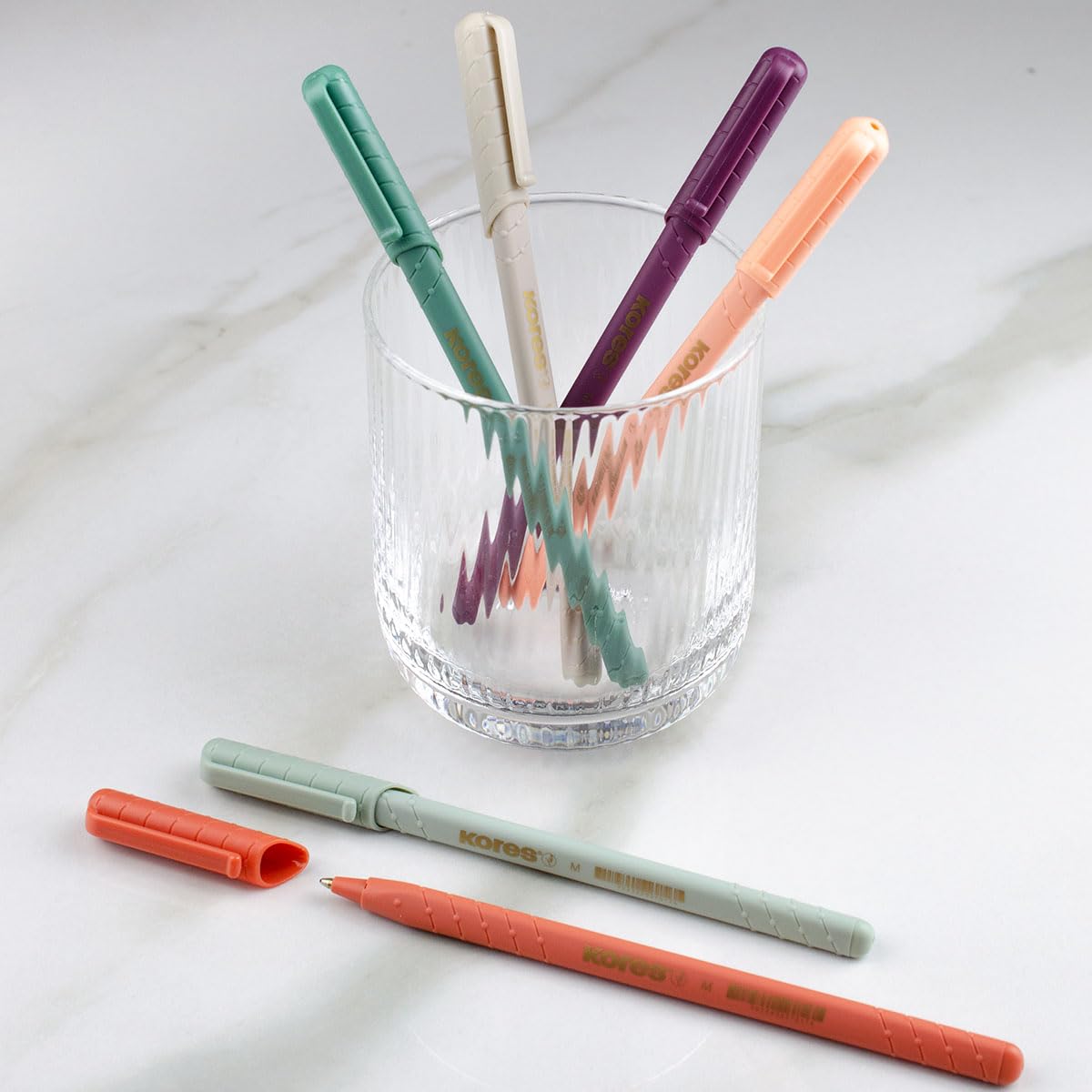 Kores - Vintage Style Ballpoint Pens - K0R-M, 1mm, Triangular, Fade Resistant, Semi-Gel Blue Ink
