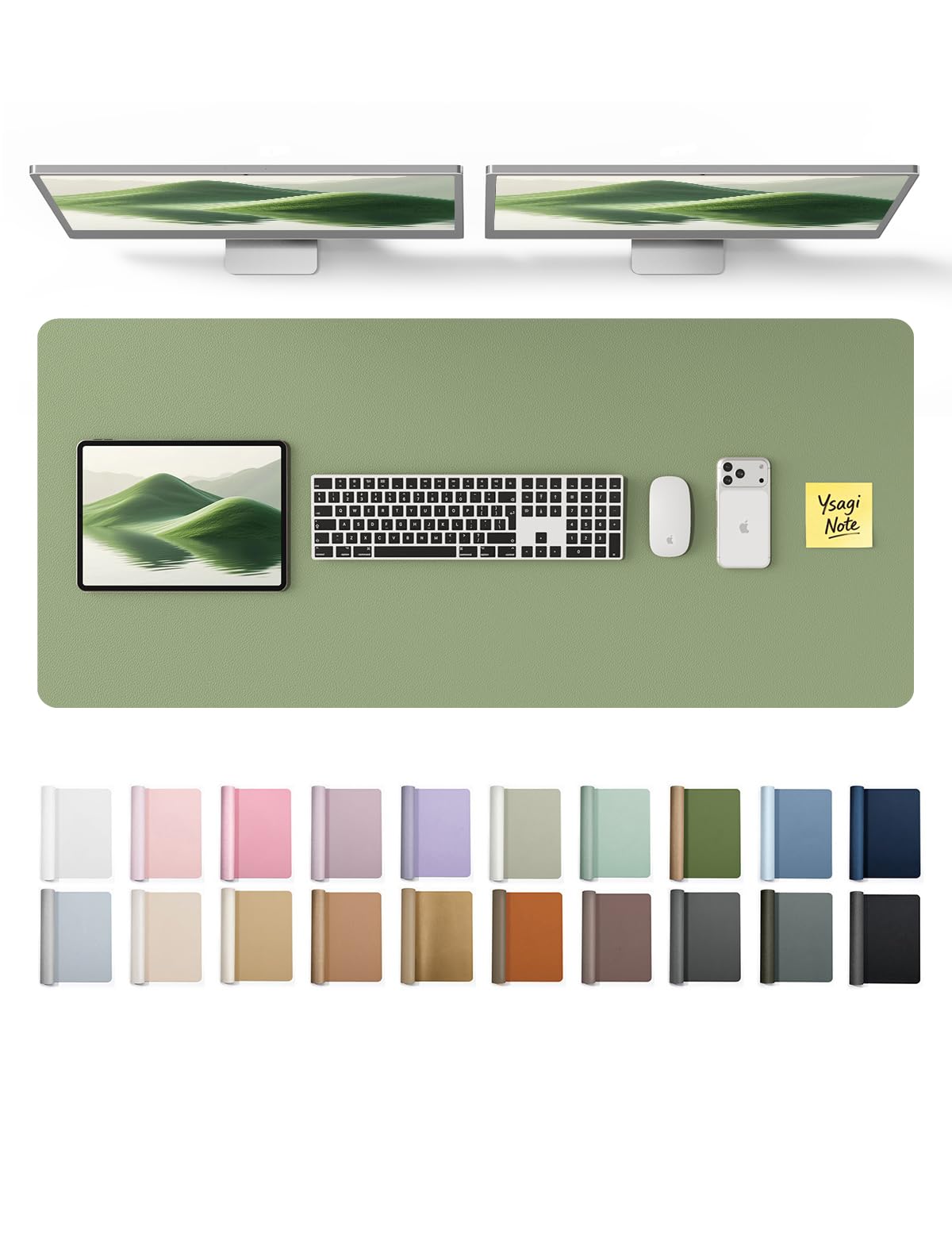 YSAGi Leather Desk Protector, Office Mat, Large Mouse Mat, Non-Slip PU Leather Blotter, Laptop Pad