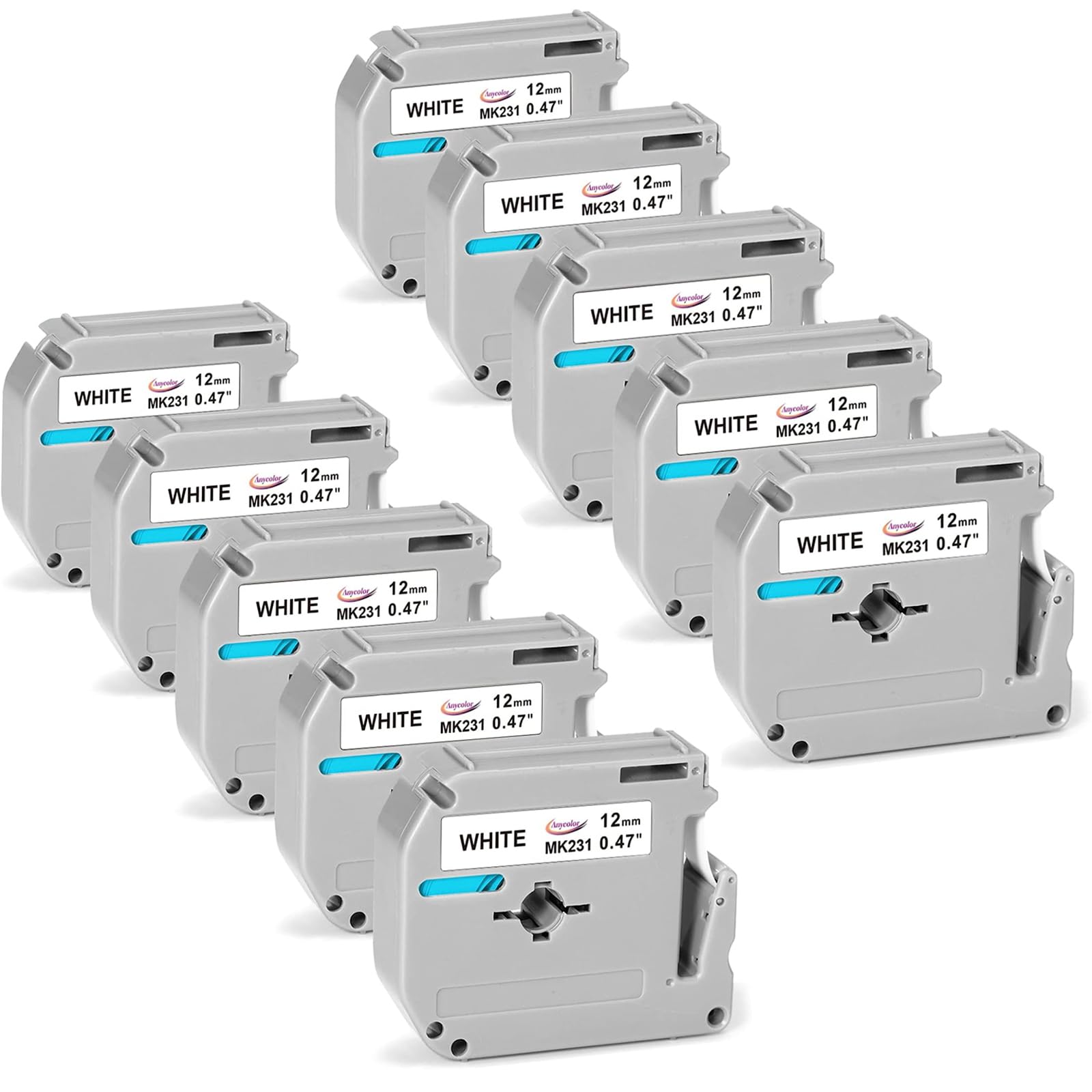 Anycolor 10-Pack Replacement for Brother P Touch M Tape M-K231 Label Tape