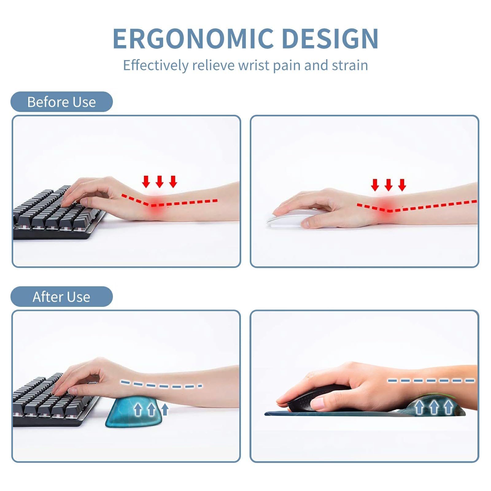 Keyboard Wrist Rest and Mouse Wrist Rest Pad Set, Made of Memory Foam with Non Slip Rubber Base