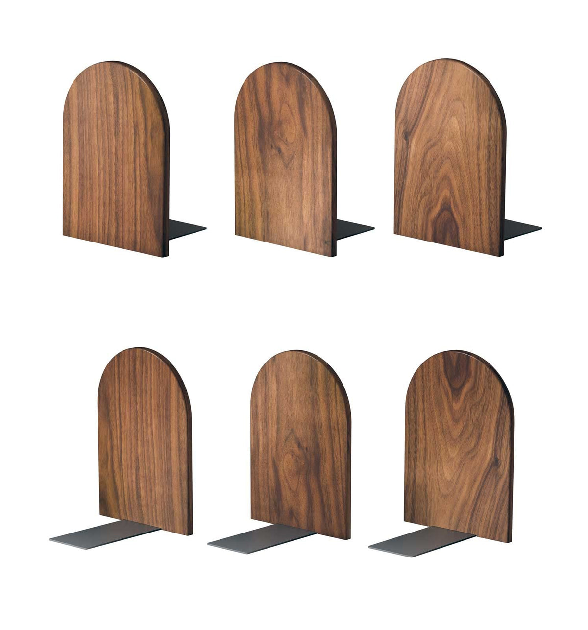 Large Bookend Hold Heavy Books-7x4x5in 3 Pack Non-Skid Wood Bookends Walnut