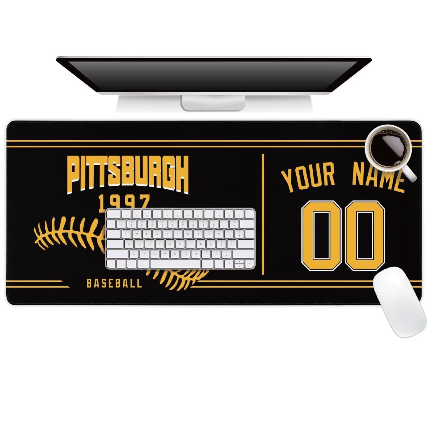 Pittsburgh Mouse Pad Custom Any Name and Number Personalized Desk Pad for Men Women Youth Gifts