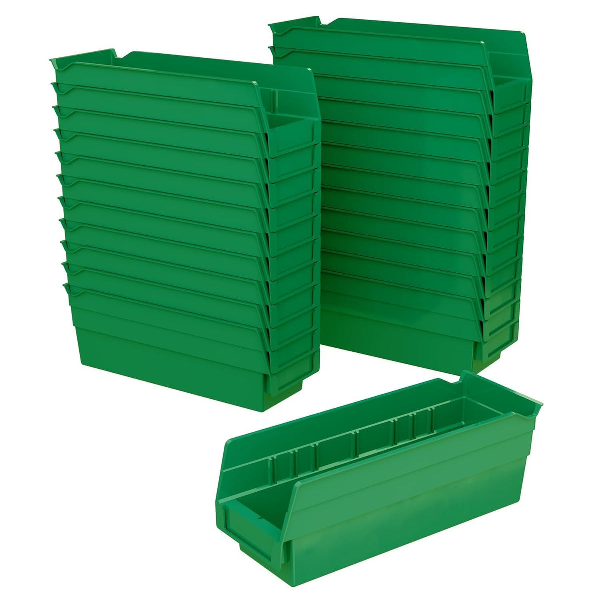 Akro-Mils 30120 Heavy Duty Plastic Shelf Bins, 12"x 4"x 4", Green, 24-Pack