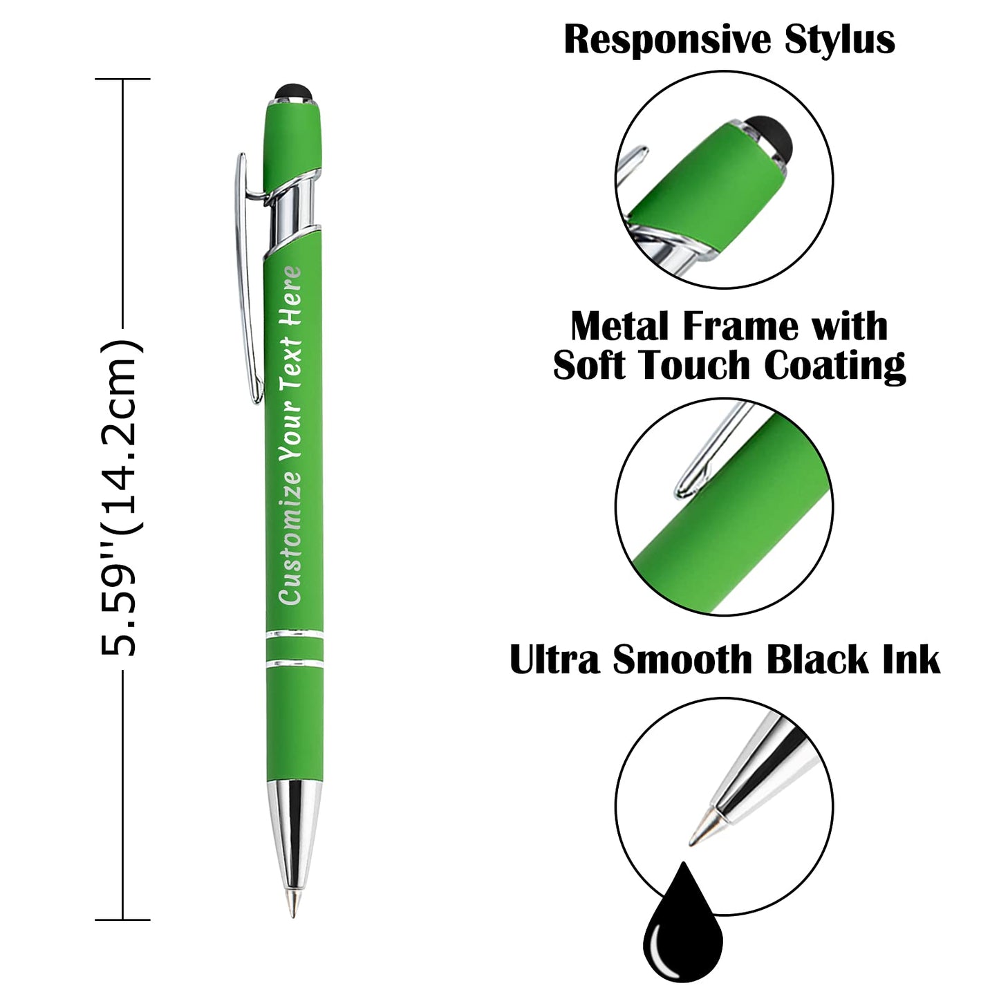 Aolun 36 Personalized Pens in Bulk with Stylus Engraved Custom Pens,Soft Touch Metal,Engraving