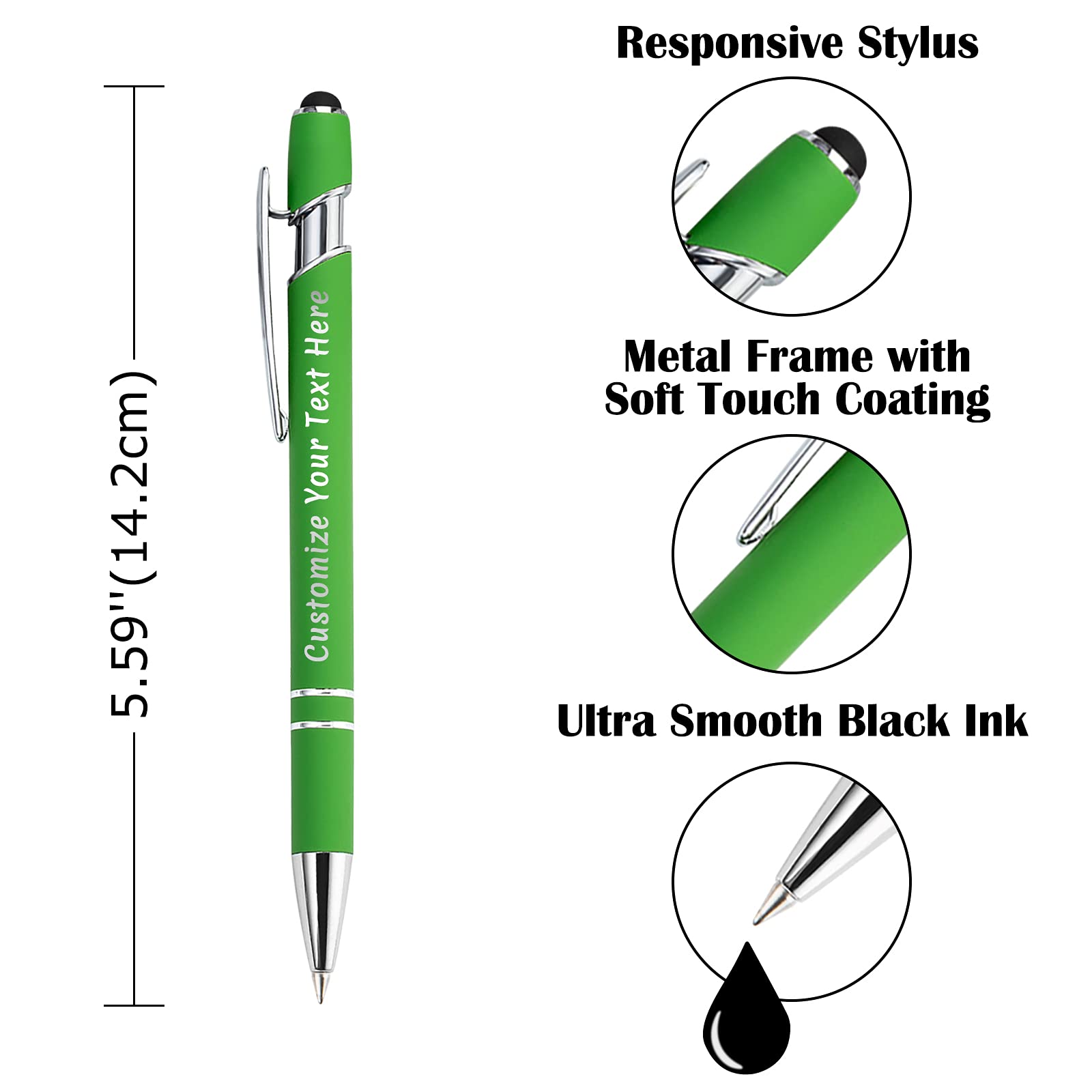 Aolun 36 Personalized Pens in Bulk with Stylus Engraved Custom Pens,Soft Touch Metal,Engraving