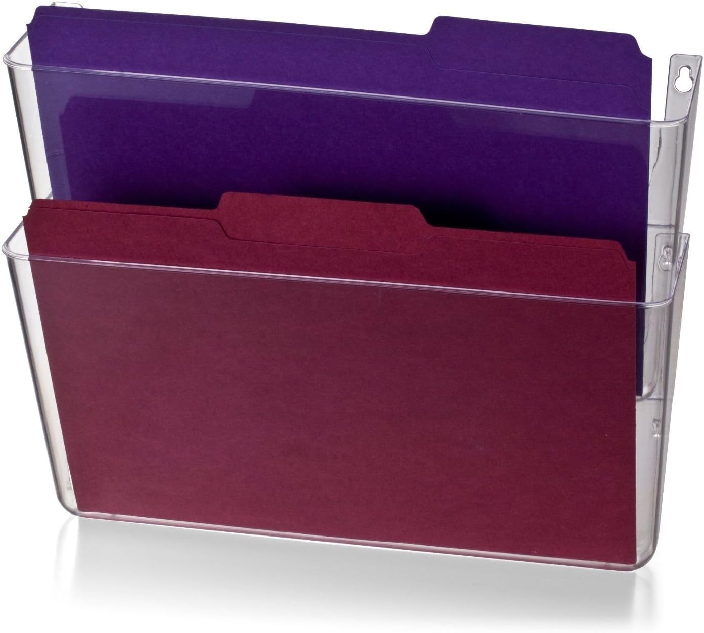 Officemate Letter-Size Wall Files, 2-Pack, Clear Wall-Mountable Plastic Document Organizer for