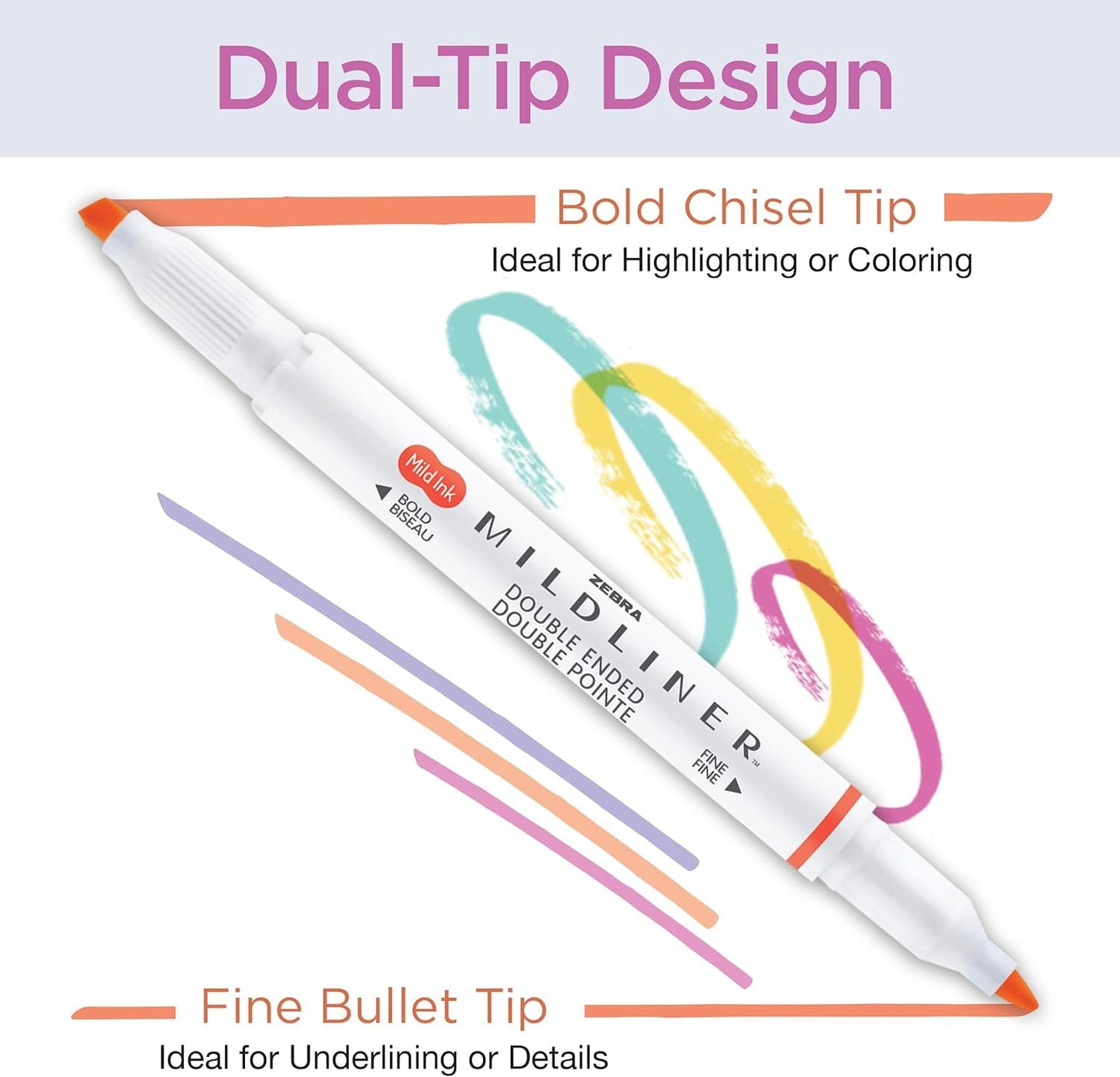 Zebra Pen MILDLINER Highlighter, Neutral Vintage Colors, Dual Tip, 15-Pack
