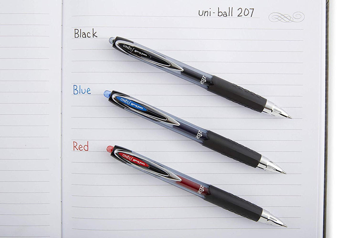 Uni-ball Signo 207 Retractable Gel Pen, 0.7mm Medium Point, Black, Pack of 10