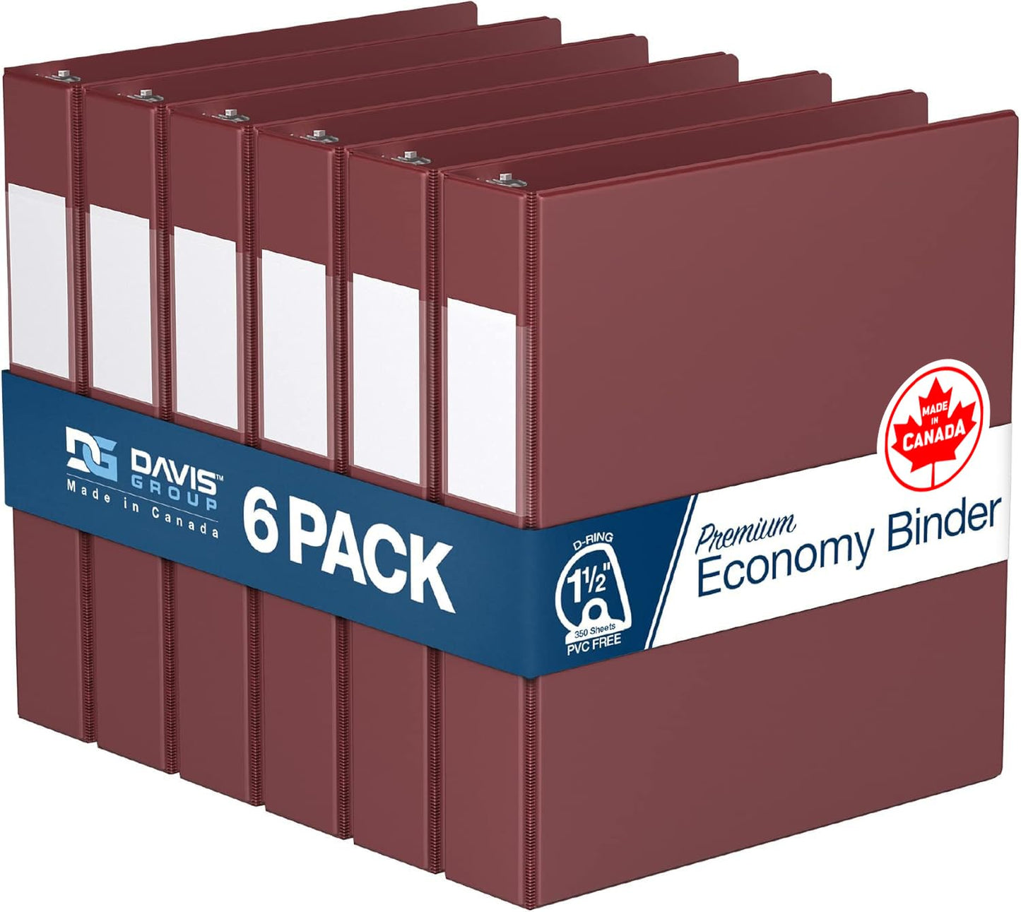 Premium Economy 6-Pack 3-Ring Binders for School or Office, D-Ring Binders, 1.5 Inch, Burgundy