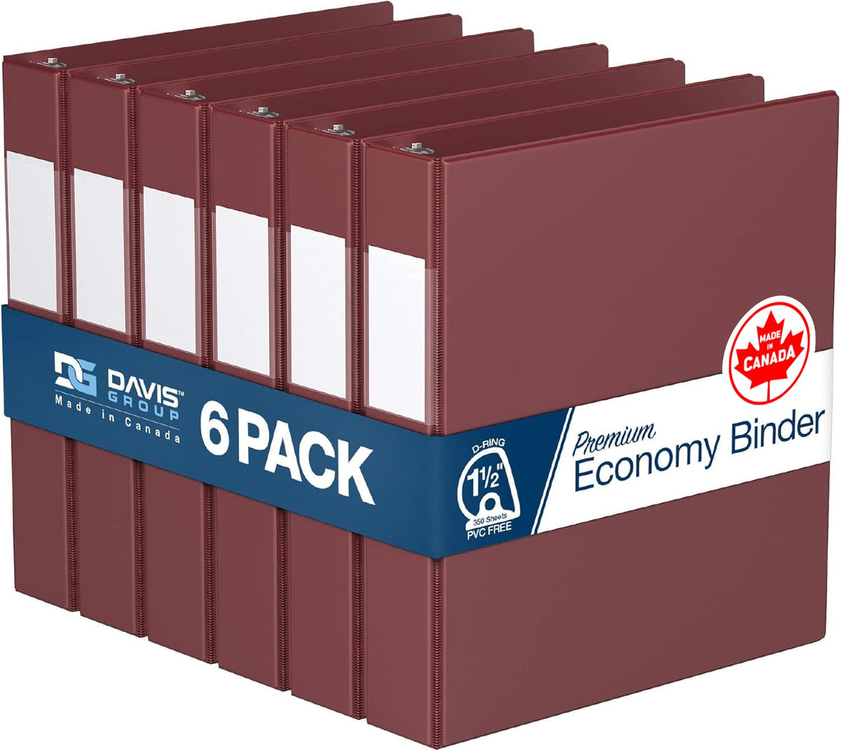 Premium Economy 6-Pack 3-Ring Binders for School or Office, D-Ring Binders, 1.5 Inch, Burgundy