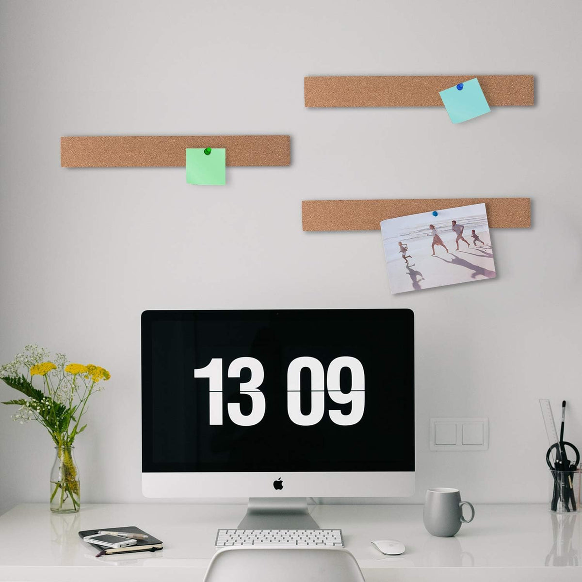 HBlife Cork Board Bulletin Board Bar Strip 15x2 Inch, 1/2 Inch Thick 4 Pack