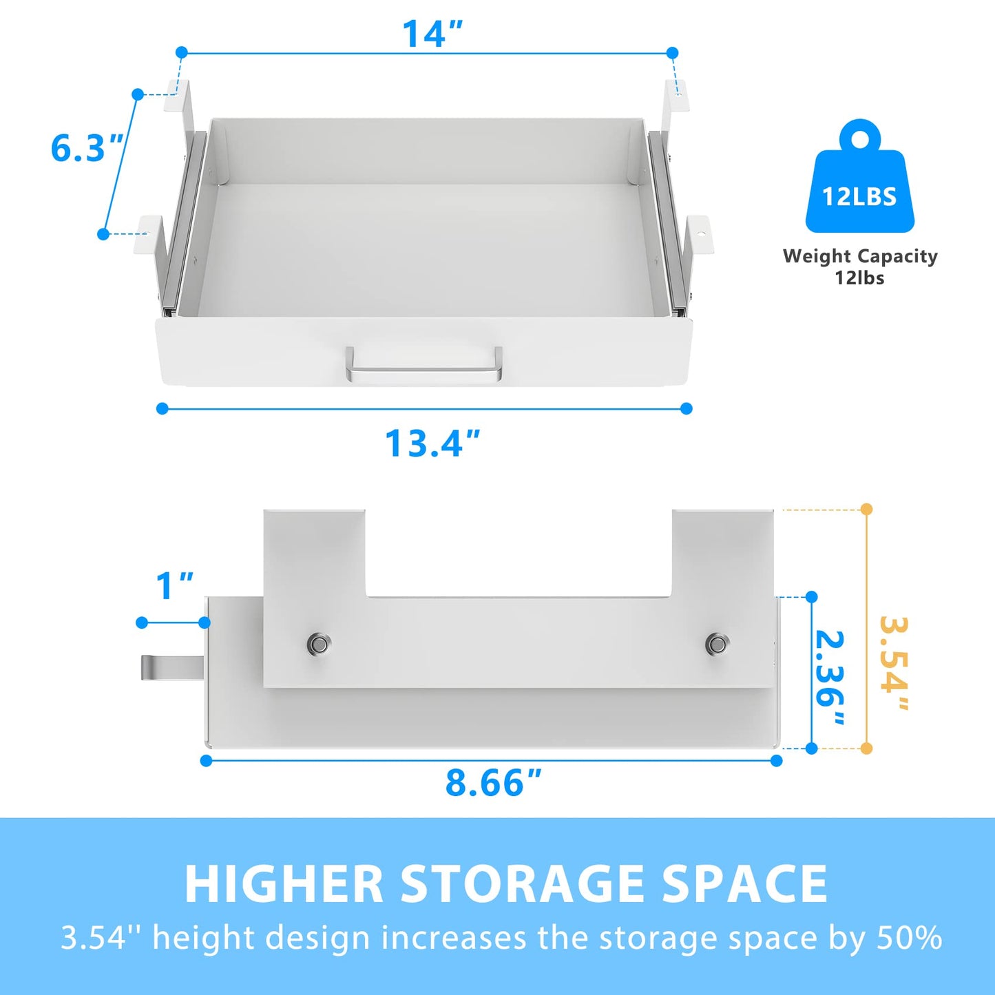 GOME Under Desk Pull-Out Drawer - Storage Organizer Office Mounted, Easy Slide-Out Pencil Drawer