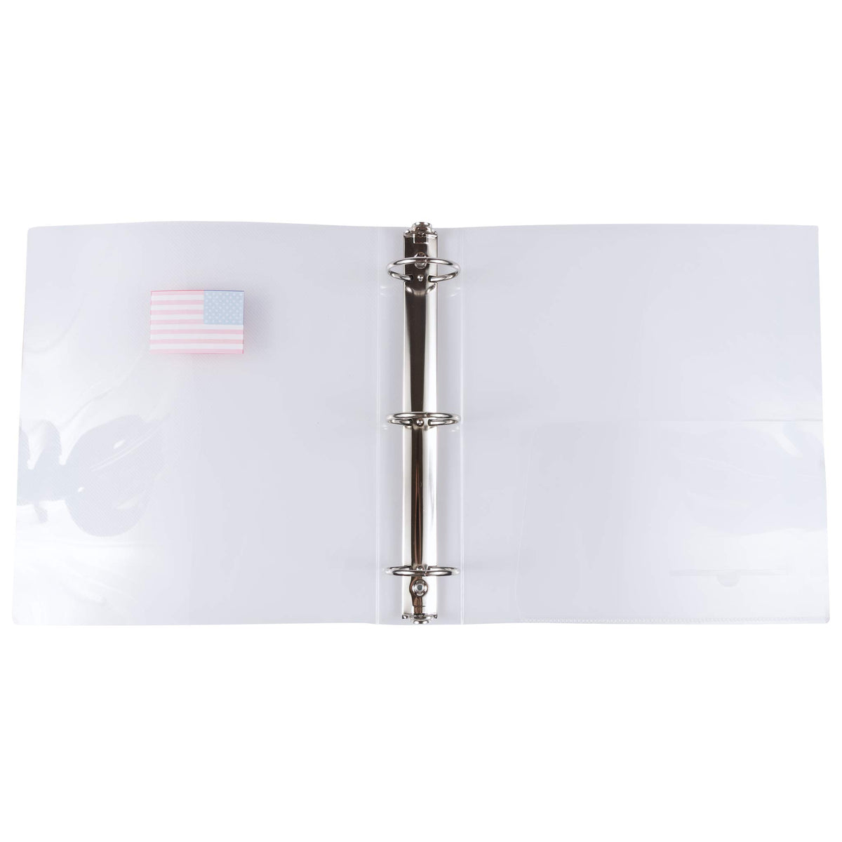 JAM PAPER Plastic 2 inch Binder - American Flag Clear 3 Ring Binder - Sold Individually